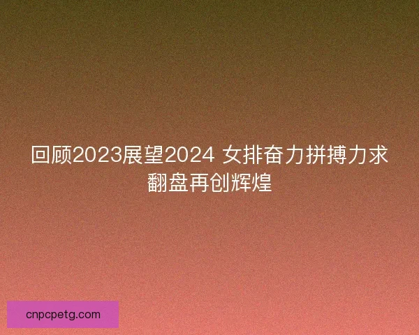 回顾2023展望2024 女排奋力拼搏力求翻盘再创辉煌