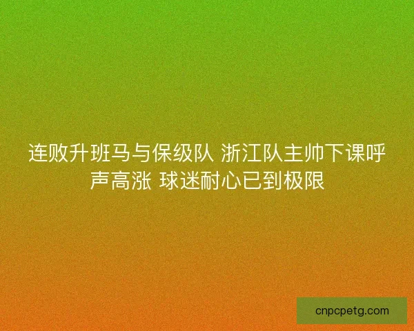 连败升班马与保级队 浙江队主帅下课呼声高涨 球迷耐心已到极限