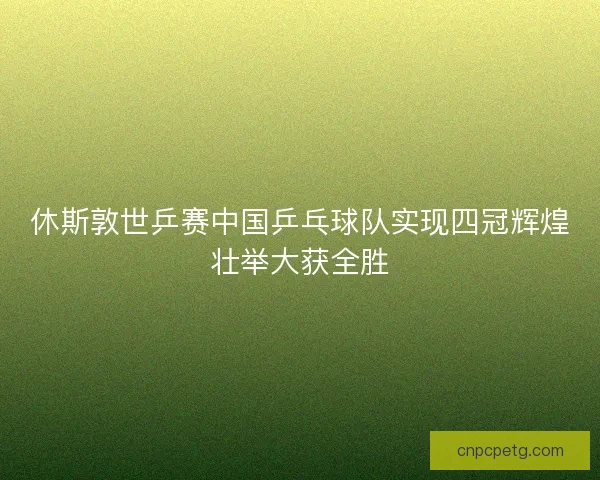 休斯敦世乒赛中国乒乓球队实现四冠辉煌壮举大获全胜