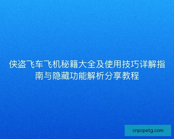 侠盗飞车飞机秘籍大全及使用技巧详解指南与隐藏功能解析分享教程 侠盗飞车飞机秘籍大全及使用技巧详解指南与隐藏功能解析分享教程